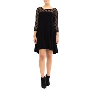 Nina Leonard Black A-Line Cocktail Dress with 3/4 Sleeves